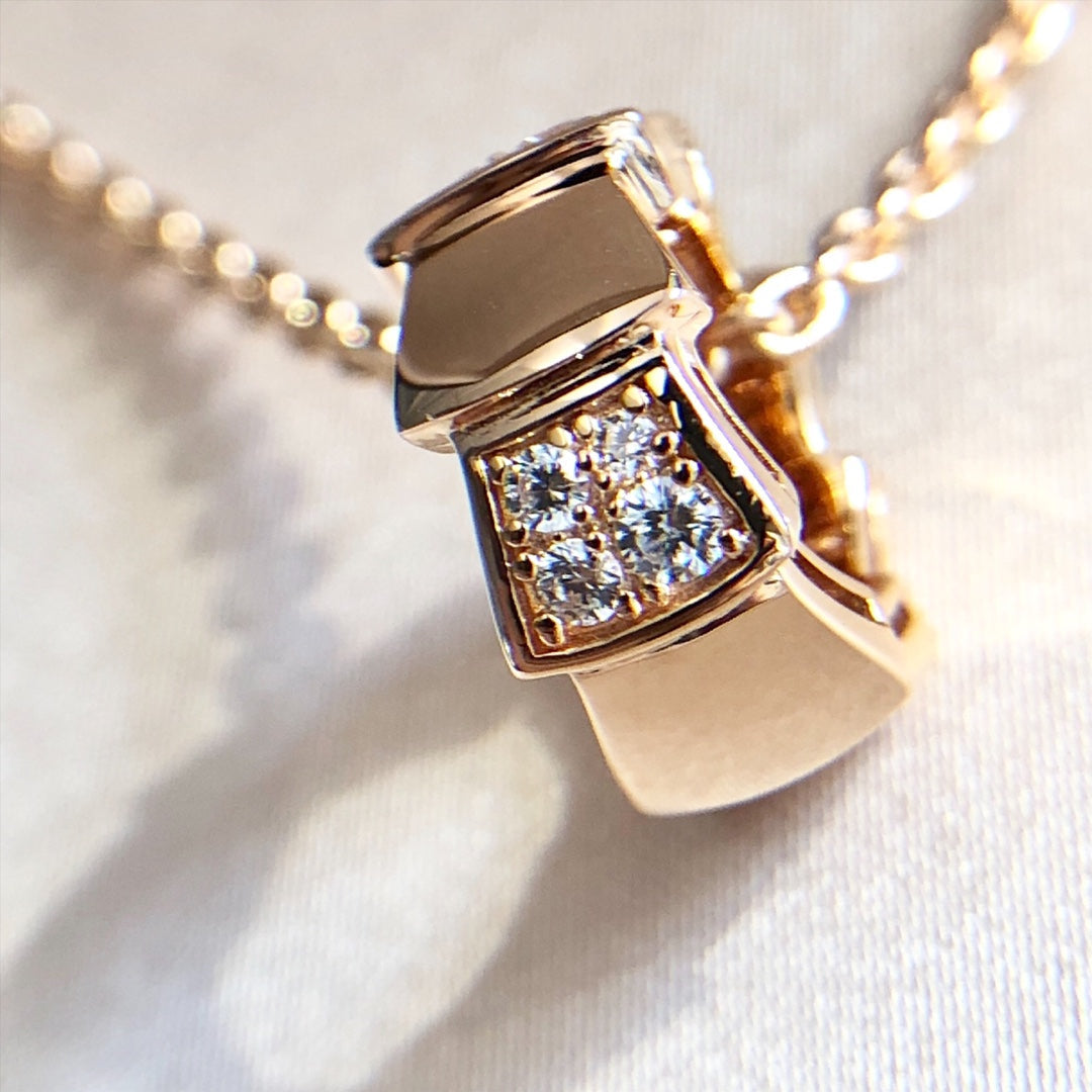 [Solara Jewelry]SERPENTI PEDANT DIAMOND PINK GOLD NECKLACE