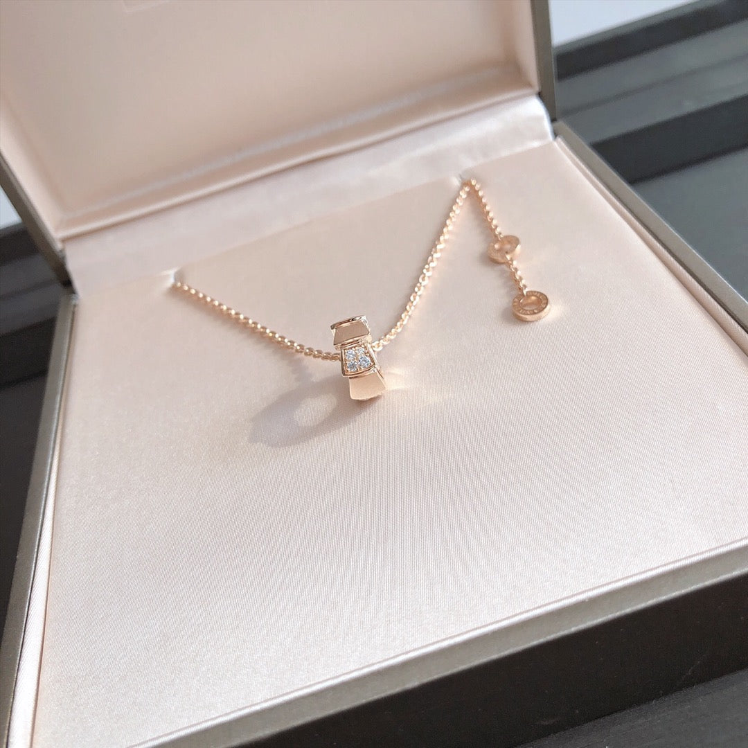 [Solara Jewelry]SERPENTI PEDANT DIAMOND PINK GOLD NECKLACE