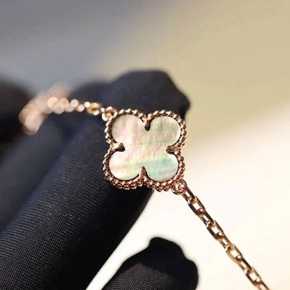 [Solara Jewelry]CLOVER 20 MOTIFS DARK MOP DIAMOND  NECKLACE