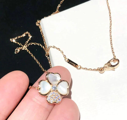 [Solara Jewelry]CLOVER MOP DIAMOND ROSE GOLD NECKLACE