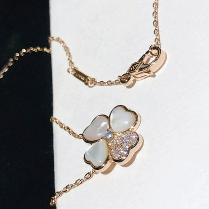 [Solara Jewelry]CLOVER MOP DIAMOND ROSE GOLD NECKLACE