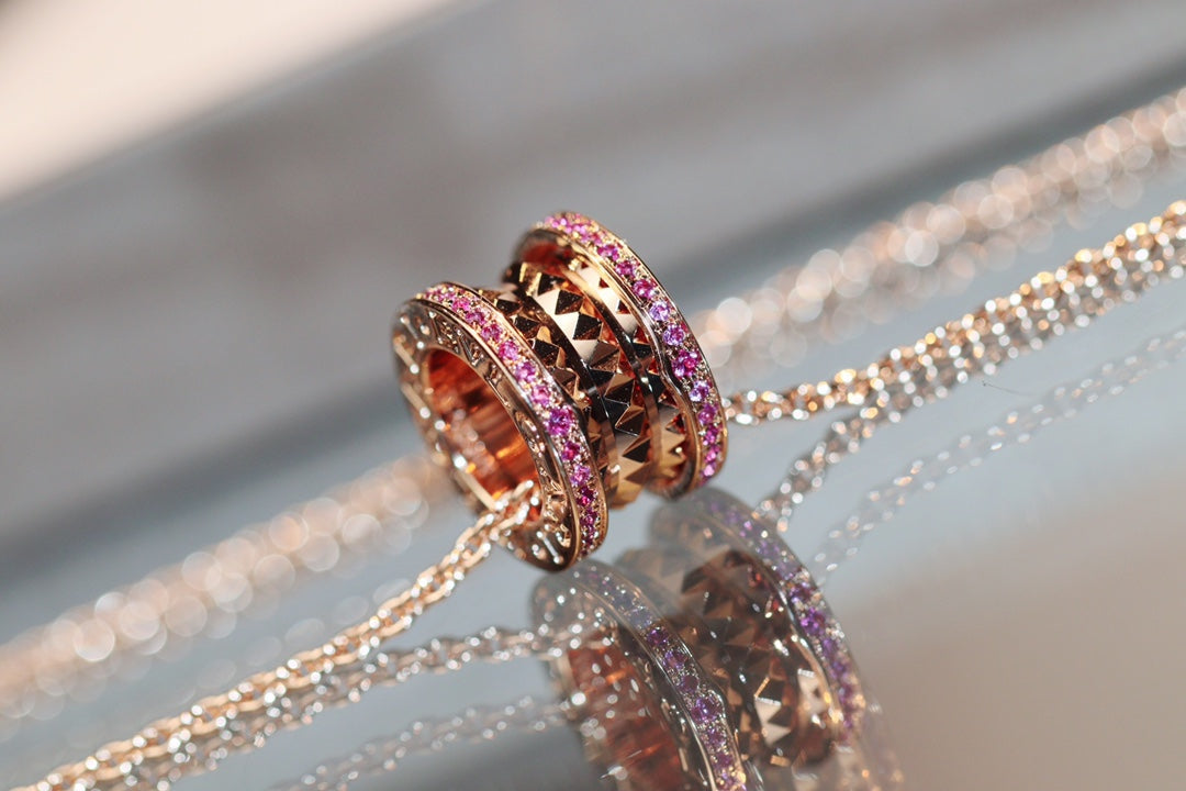 [Solara Jewelry]ZERO 1 ROCK PINK GOLD PINK DIAMOND NECKLACE