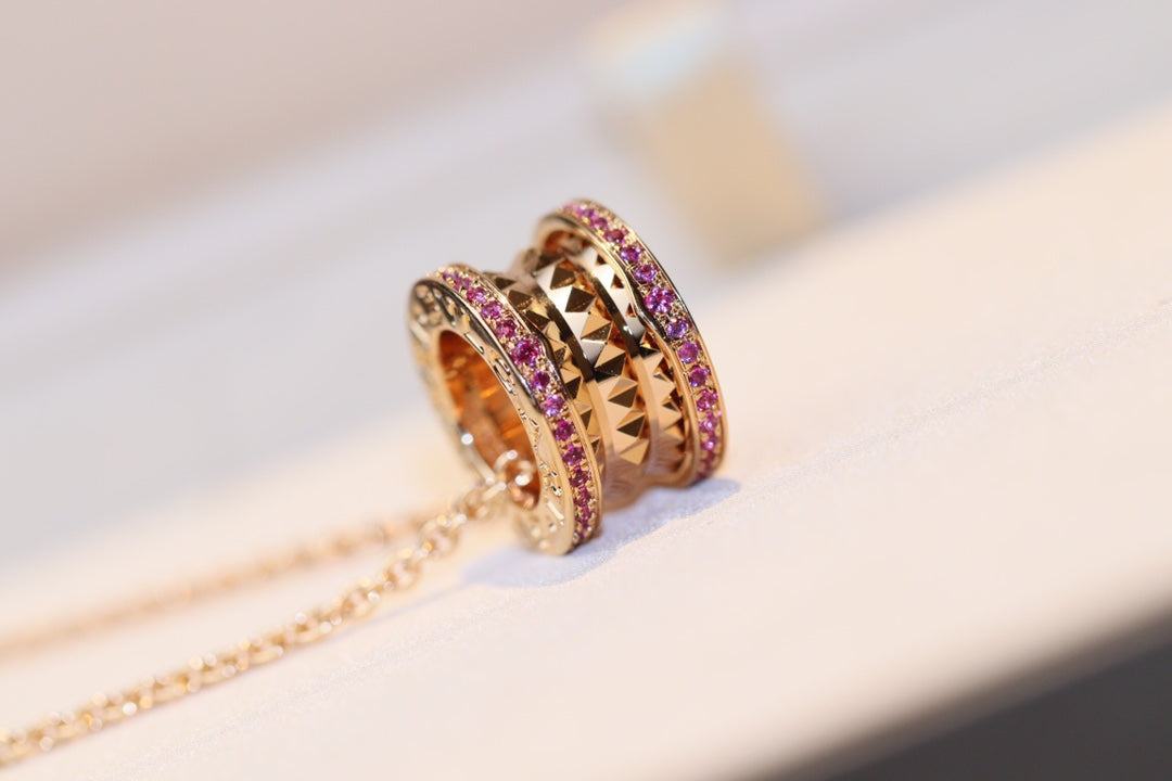 [Solara Jewelry]ZERO 1 ROCK PINK GOLD PINK DIAMOND NECKLACE