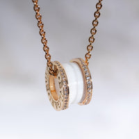 [Solara Jewelry]HALSKETTE ZERO 1 WEISSE KERAMIK ROTGOLD DIAMANT