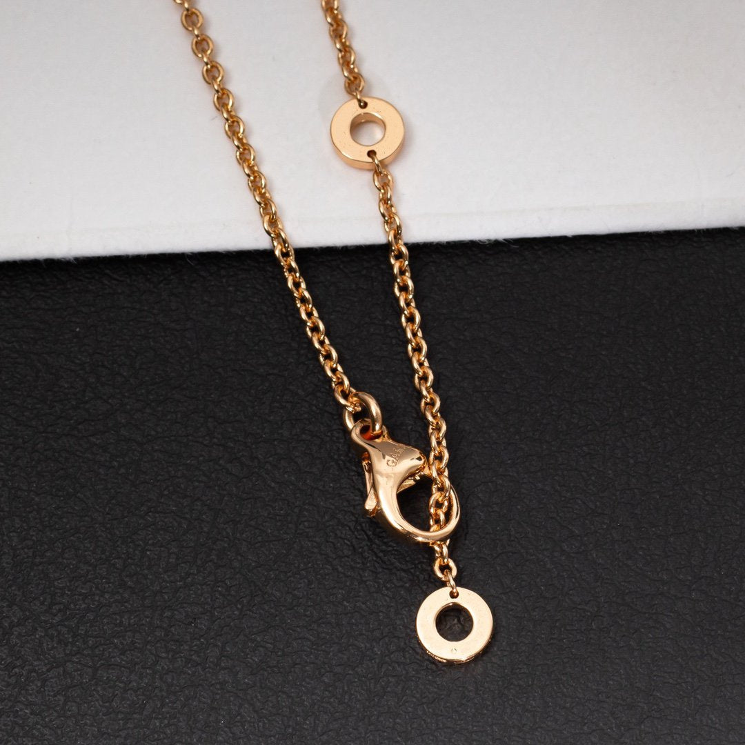 [Solara Jewelry]ZERO 1 WHITE CERAMIC PINK GOLD DIAMOND NECKLACE