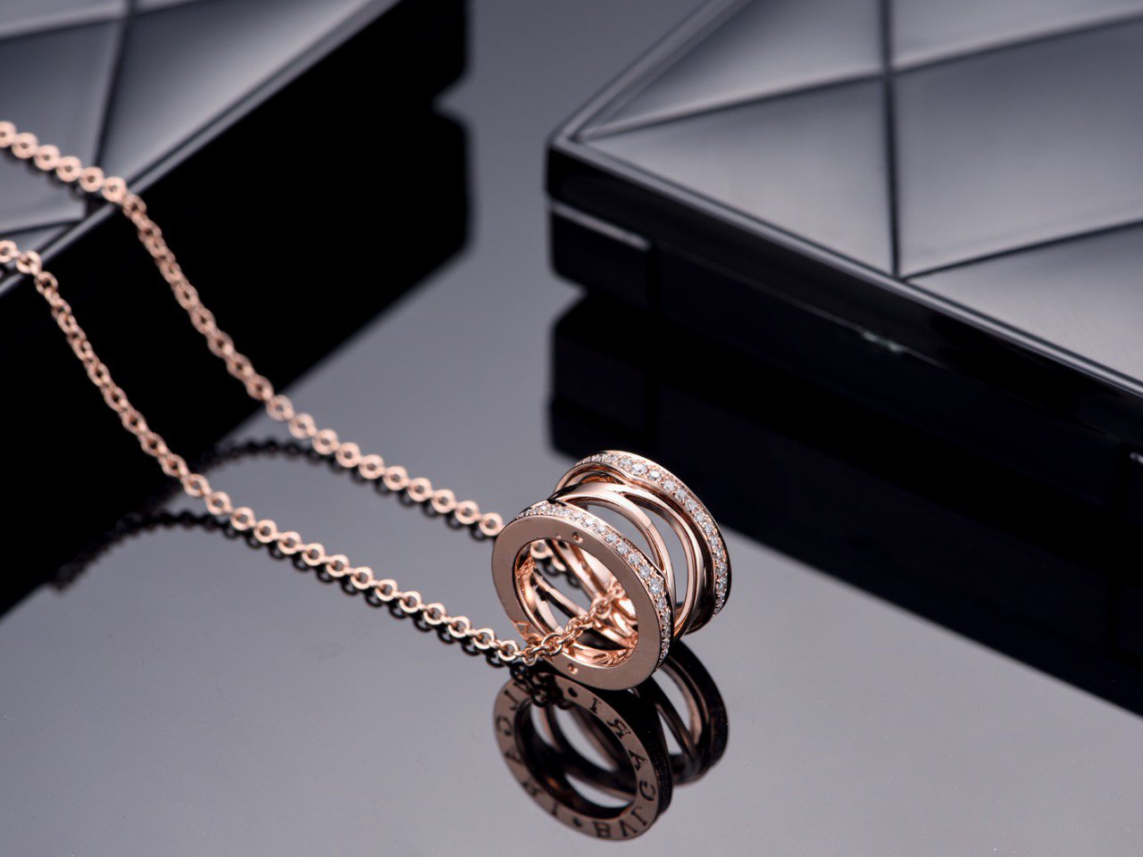 [Solara Jewelry]ZERO 1 PINK GOLD DIAMOND OPEN NECKLACE