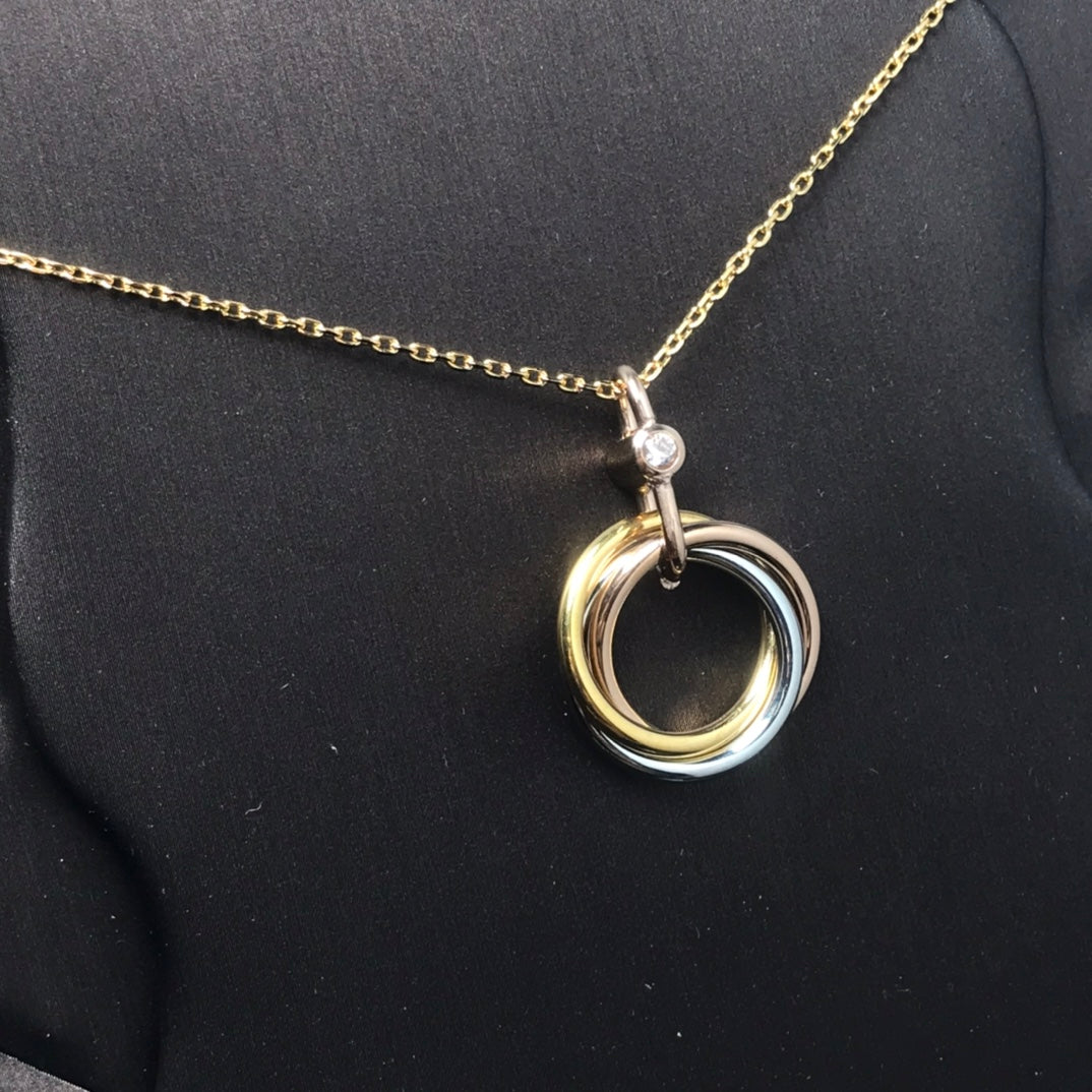 [Solara Jewelry]TRINITY SILVER GOLD PINK GOLD NECKLACE