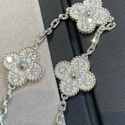 [Solara Jewelry]CLOVER 5 MOTIFS  DIAMOND BRACELET SILVER