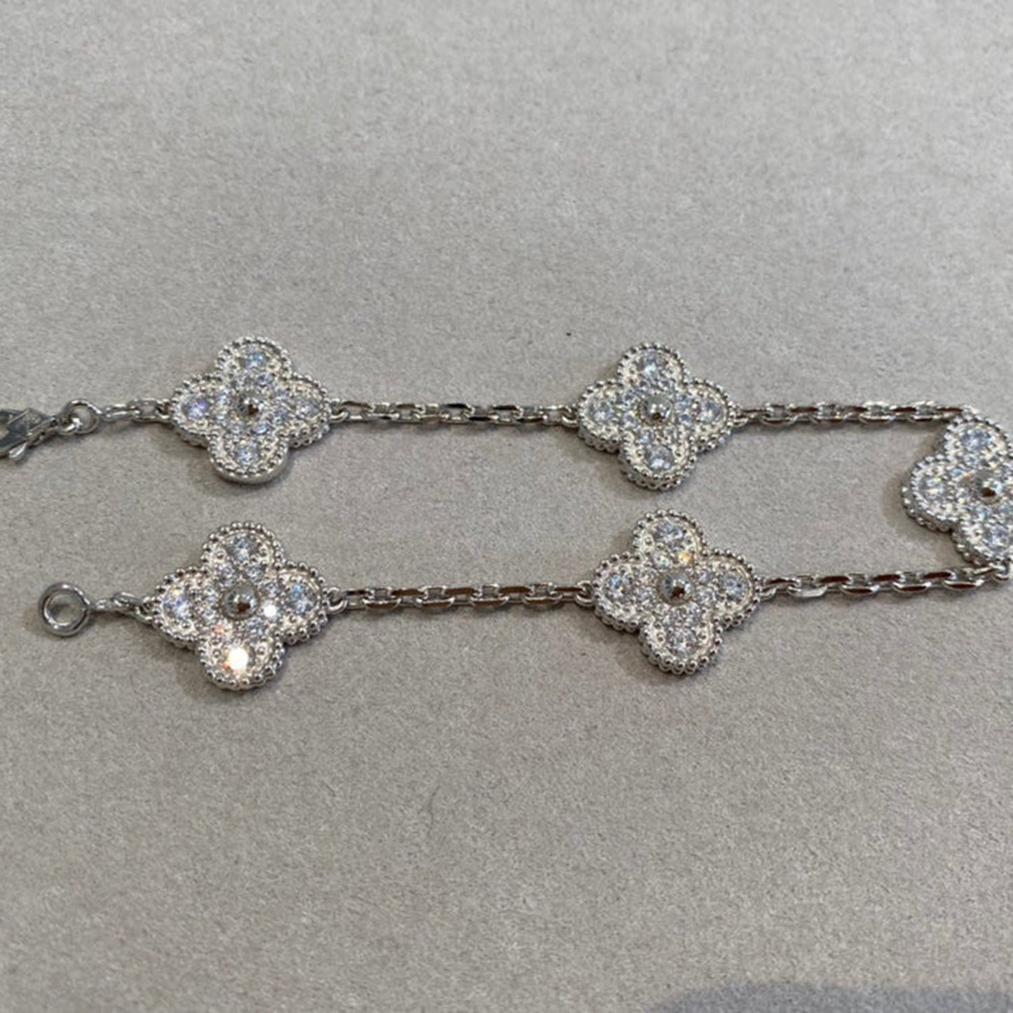 [Solara Jewelry]CLOVER 5 MOTIFS  DIAMOND BRACELET SILVER