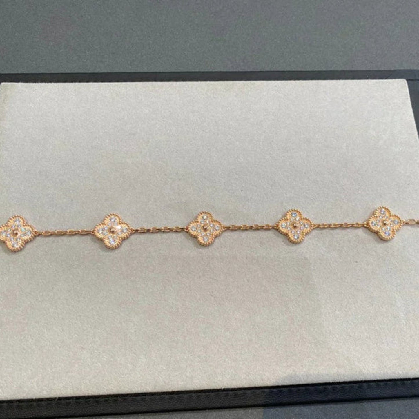 [Solara Jewelry]CLOVER 5 MOTIFS  FULL DIAMOND BRACELET