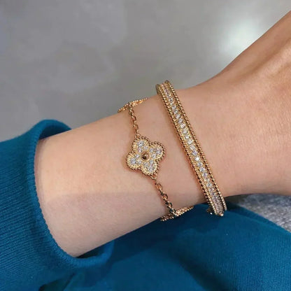 [Solara Jewelry]CLOVER 5 MOTIFS  FULL DIAMOND BRACELET