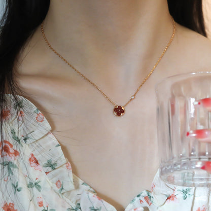 [Solara Jewelry]SUN PEDANT PINK GOLD 1 DIAMOND NECKLACE
