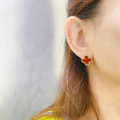 [Solara Jewelry]CLOVER MEDIUM 1 MOTIFS CARNELIAN  EARRINGS