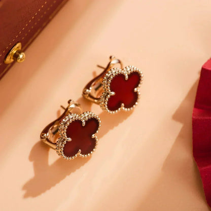 [Solara Jewelry]CLOVER MEDIUM 1 MOTIFS CARNELIAN  EARRINGS