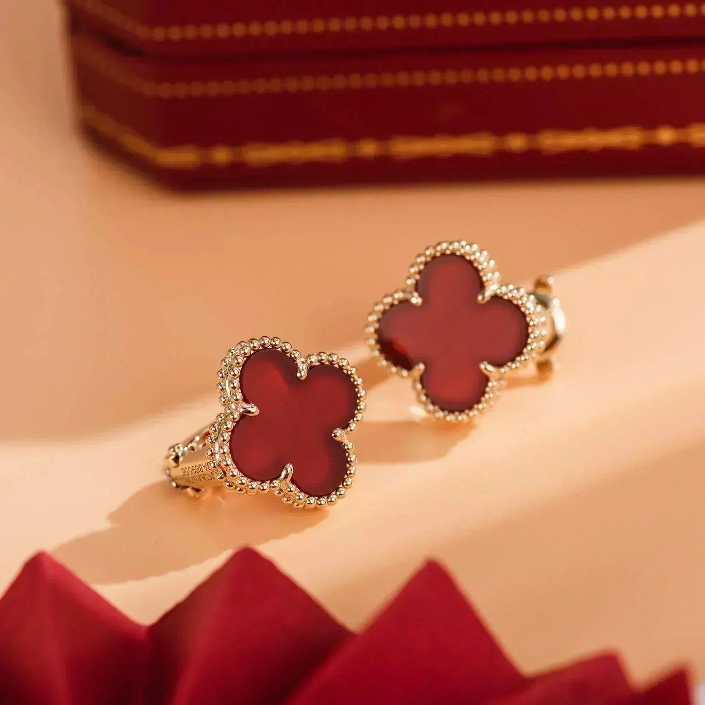 [Solara Jewelry]CLOVER MEDIUM 1 MOTIFS CARNELIAN  EARRINGS