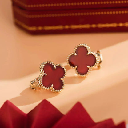 [Solara Jewelry]CLOVER MEDIUM 1 MOTIFS CARNELIAN  EARRINGS