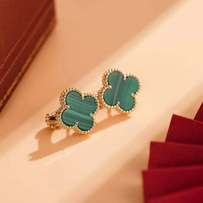 [Solara Jewelry]CLOVER MEDIUM 1 MOTIFS MALACHITE  EARRINGS