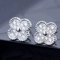[Solara Jewelry]CLOVER 1 MOTIFS DIAMOND STUD EARRINGS SILVER