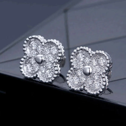 [Solara Jewelry]CLOVER 1 MOTIFS DIAMOND STUD EARRINGS SILVER