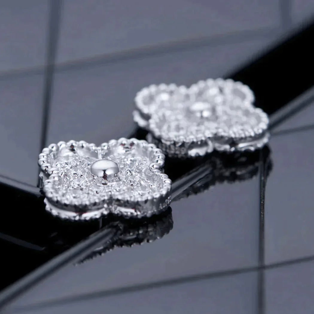 [Solara Jewelry]CLOVER 1 MOTIFS DIAMOND STUD EARRINGS SILVER