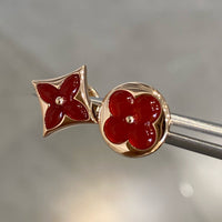 [Solara Jewelry]STAR AND SUN PINK GOLD CARNELIAN STUD EARRINGS