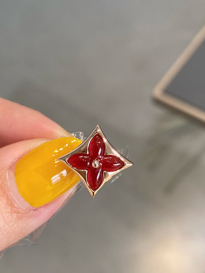 [Solara Jewelry]STAR AND SUN PINK GOLD CARNELIAN STUD EARRINGS