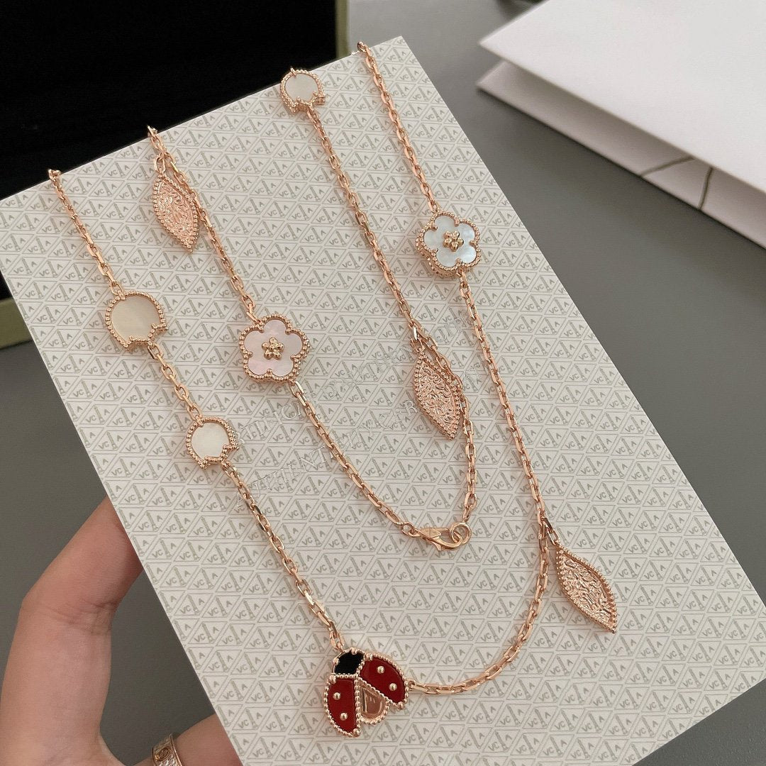 [Solara Jewelry]LUCKY SPRING 15 MOTIFS ROSE GOLD NECKLACE