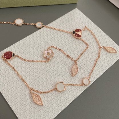 [Solara Jewelry]LUCKY SPRING 15 MOTIFS ROSE GOLD NECKLACE