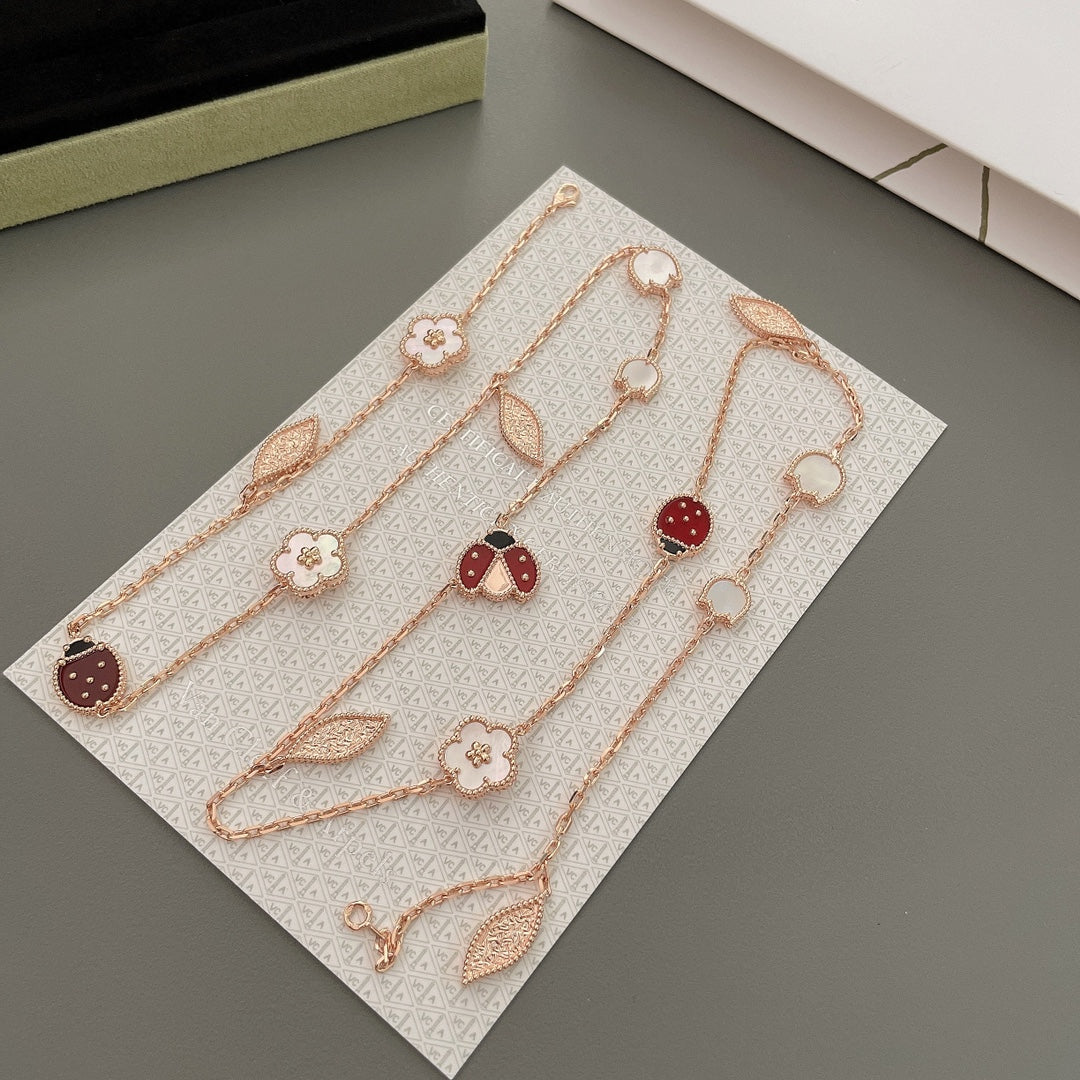 [Solara Jewelry]LUCKY SPRING 15 MOTIFS ROSE GOLD NECKLACE