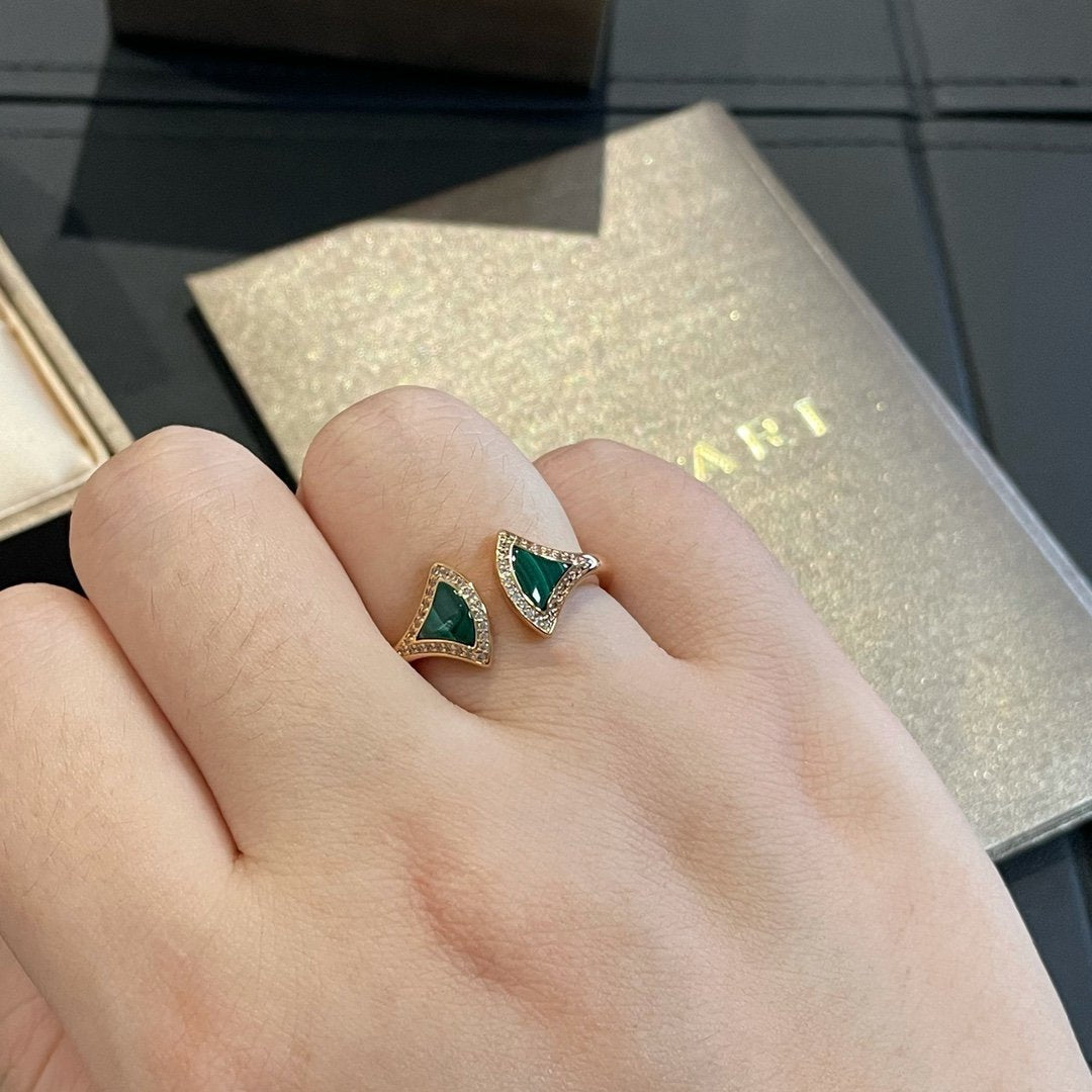 [Solara Jewelry]DREAM MALACHITE DIAMOND OPEN RING