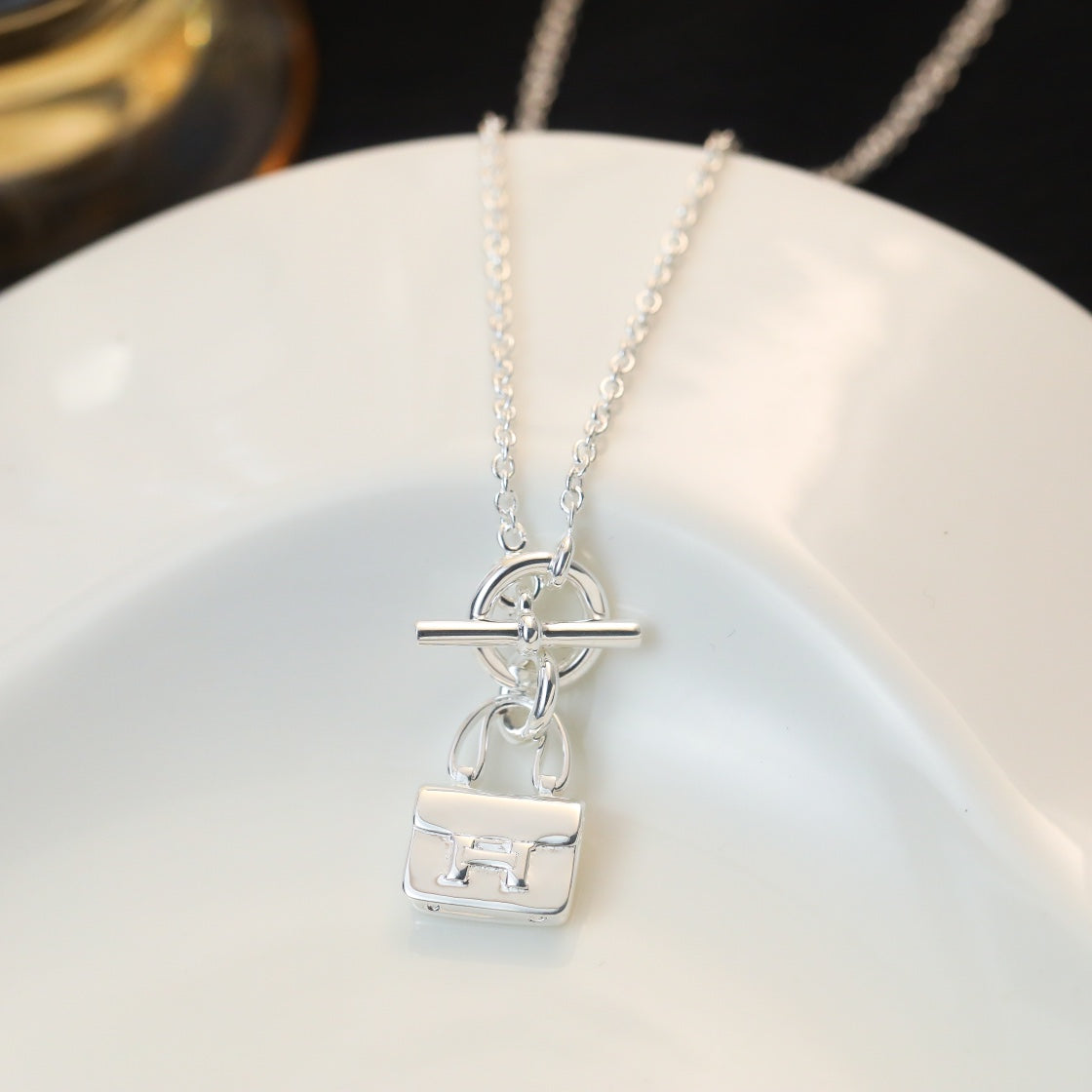 [Solara Jewelry]POP H PEDANT SILVER NECKLACE