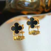 [Solara Jewelry]クローバー ミディアム 1モチーフ オニキス ピアス