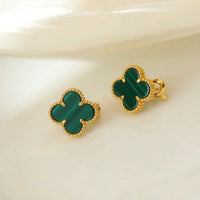 [Solara Jewelry]CLOVER MEDIUM 1 MOTIFS MALACHITE  EARRINGS