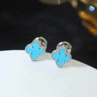 [Solara Jewelry]CLOVER MINI 9.5MM ONYX STUD EARRINGS SILVER