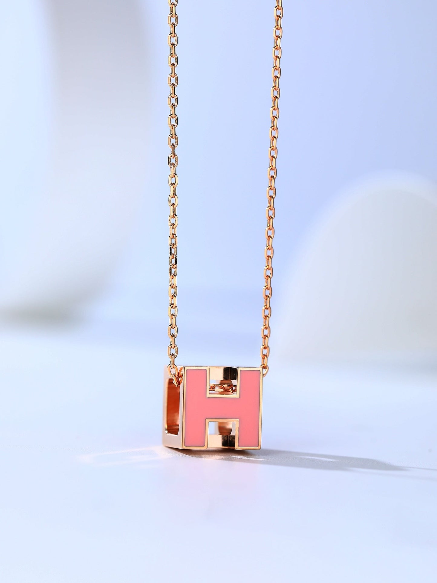 [Solara Jewelry]H CAGE PINK GOLD NECKLACE
