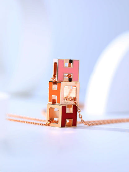 [Solara Jewelry]H CAGE PINK GOLD NECKLACE