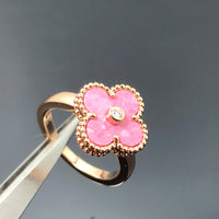 [Solara Jewelry]CLOVER RHODONITE ROSE GOLD RING