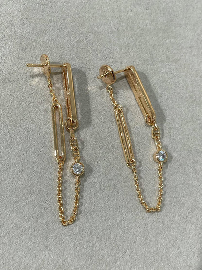 [Solara Jewelry]CHAINE CHAOS DIAMOND DROP EARRINGS