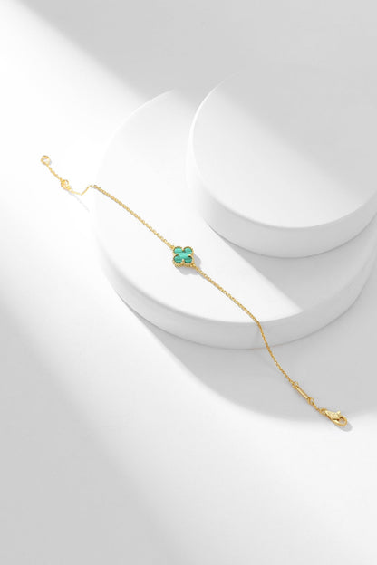 [Solara Jewelry]CLOVER BRACELET MALACHITE 1 MOTIF