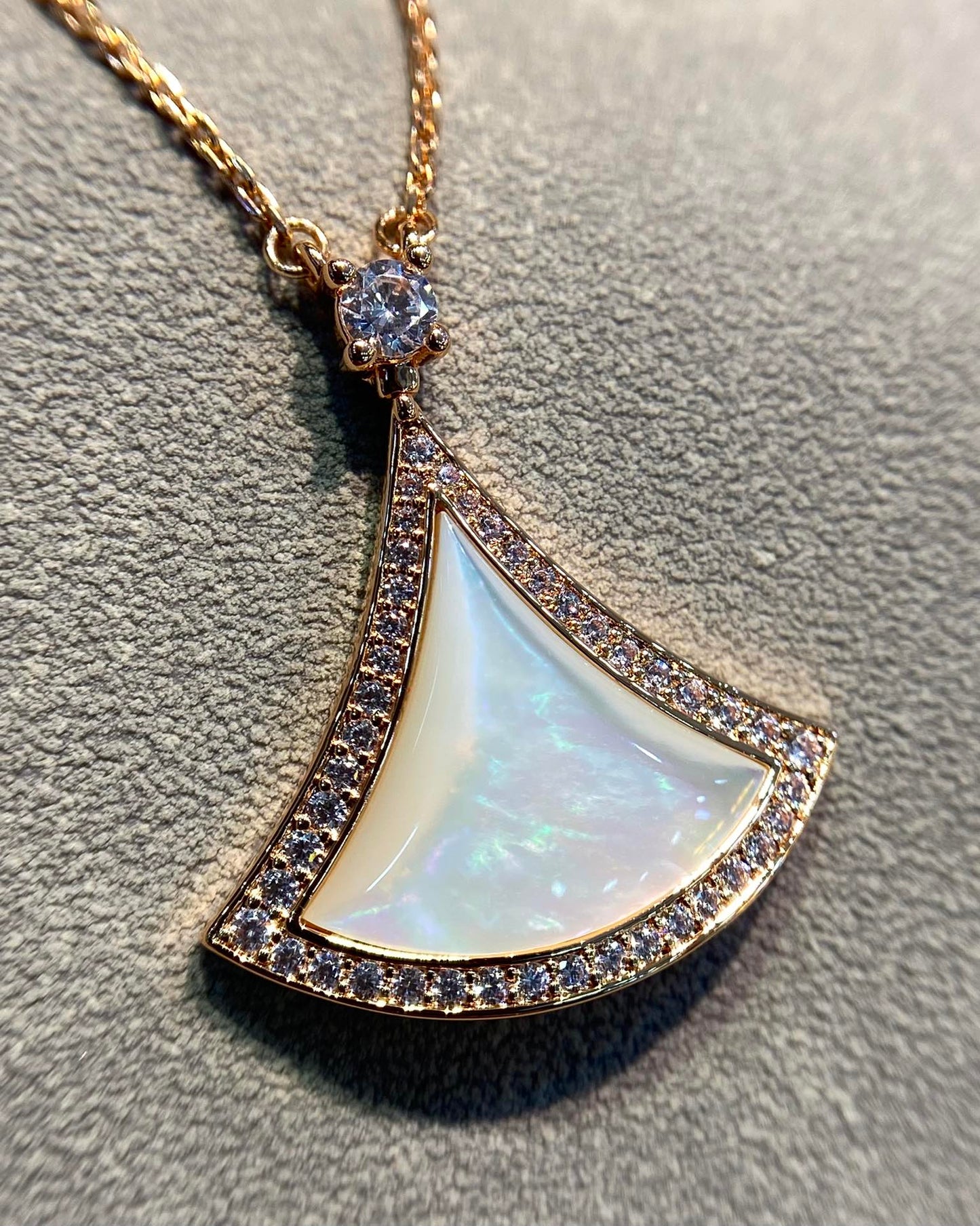 [Solara Jewelry]DREAM MOP DIAMOND PAVED PINK GOLD NECKLACE