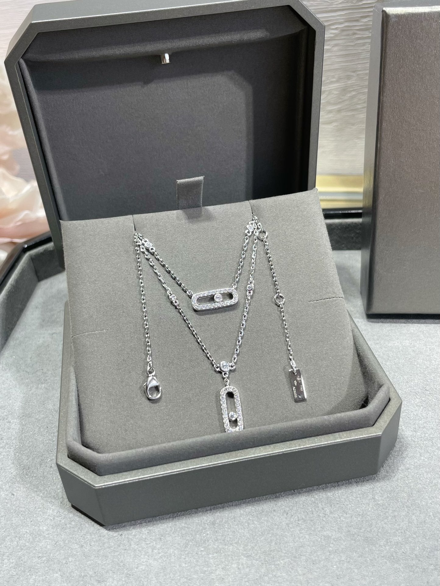 [Solara jewelry]MOVE 2 ROW DIAMOND NECKLACE