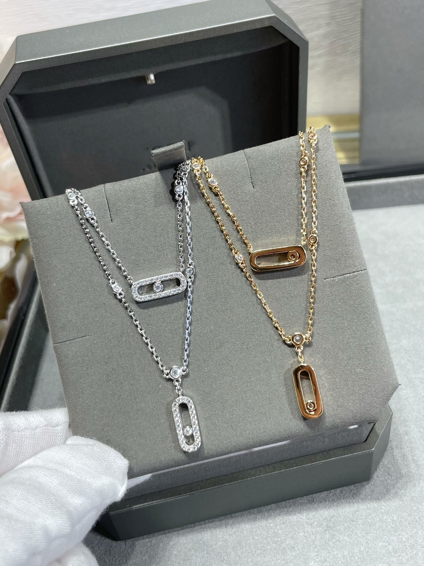 [Solara jewelry]MOVE 2 ROW DIAMOND NECKLACE