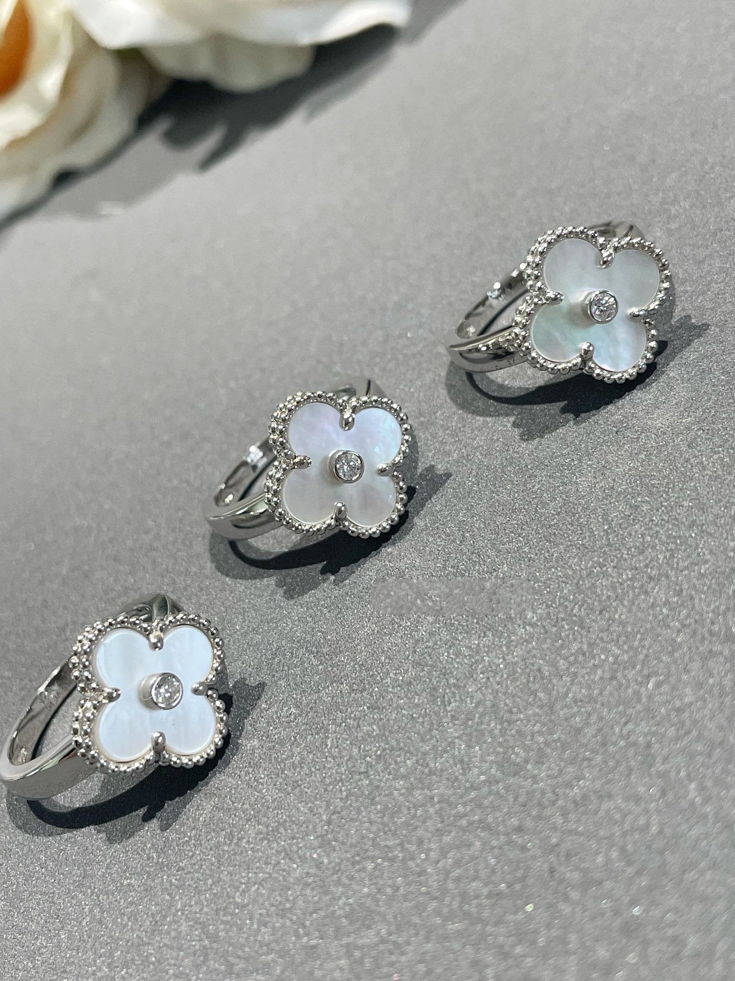 [Solara Jewelry]CLOVER SILVER MOP DIAMOND RING