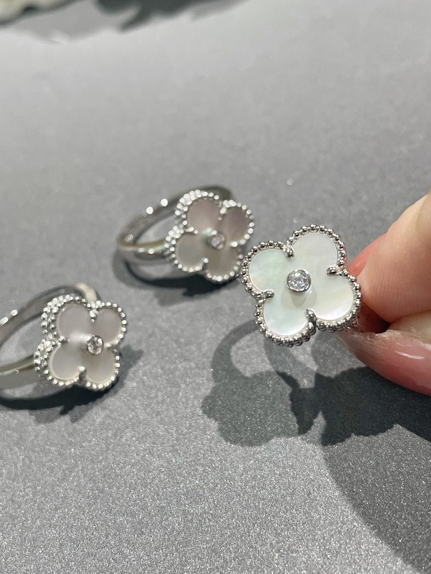 [Solara Jewelry]CLOVER SILVER MOP DIAMOND RING