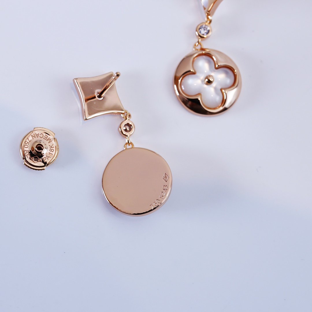 [Solara Jewelry]STAR AND SUN PINK GOLD MOP DROP EARRINGS