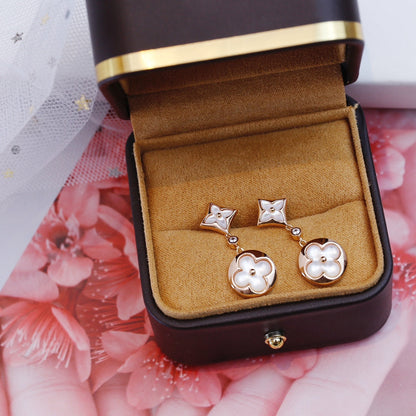 [Solara Jewelry]STAR AND SUN PINK GOLD MOP DROP EARRINGS