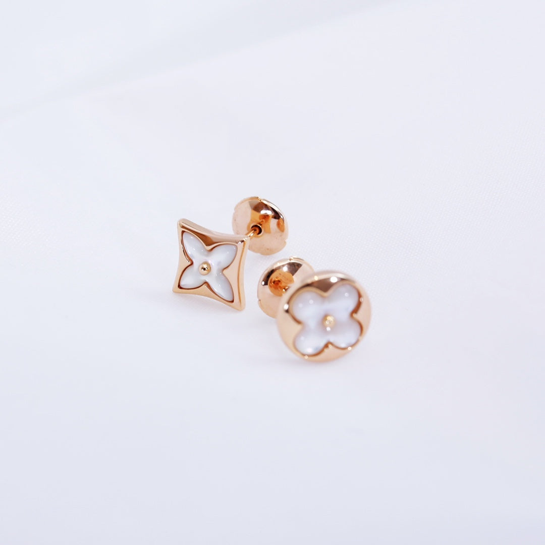 [Solara Jewelry]STAR AND SUN PINK GOLD MOP STUD EARRINGS