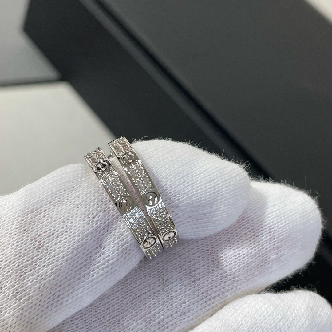 [Solara Jewelry]LOVE DIAMOND SILVER HOOP EARRINGS
