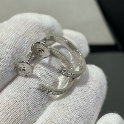 [Solara Jewelry]LOVE DIAMOND SILVER HOOP EARRINGS