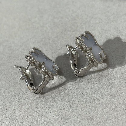 [Solara Jewelry]CLOVER CHALCEDONY SILVER STUD EARRINGS